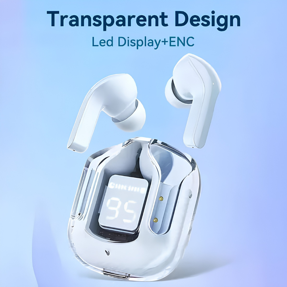 Transparent Earbuds – Wireless Bluetooth Earphones, Hi-Fi Stereo Sound, Smart Touch Control, Long Battery Backup